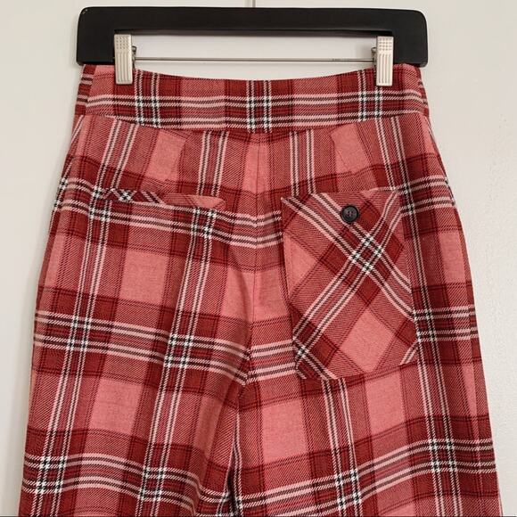 Red Multi Whistles Cara Check Wide Leg Trousers US 4 - Picture 8 of 9